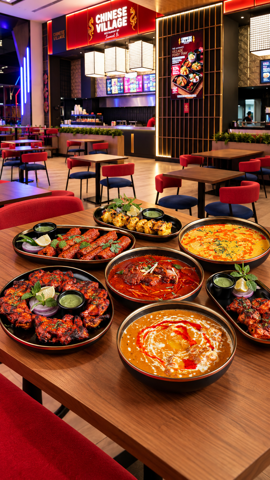 Tandoori dishes and Indian curries served inside the restaurant